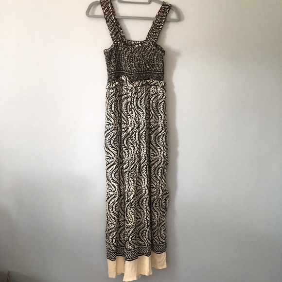 Urban Outfitters | Botanical Olive Leaf Smocked Jumpsuit - Picture 3 of 6